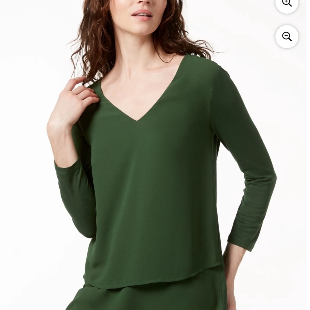 Michael Kors Forest Green V-Neck Blouse